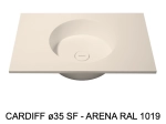 Plan vasque lavabo circulaire ⦰ 35 cm sur mesure Largeur 61 à 201 x P 46 à 51 cm Finition lisse 10 couleurs au choix, Anti bactérien Résine Akrytan® dans la masse Livraison Offerte.